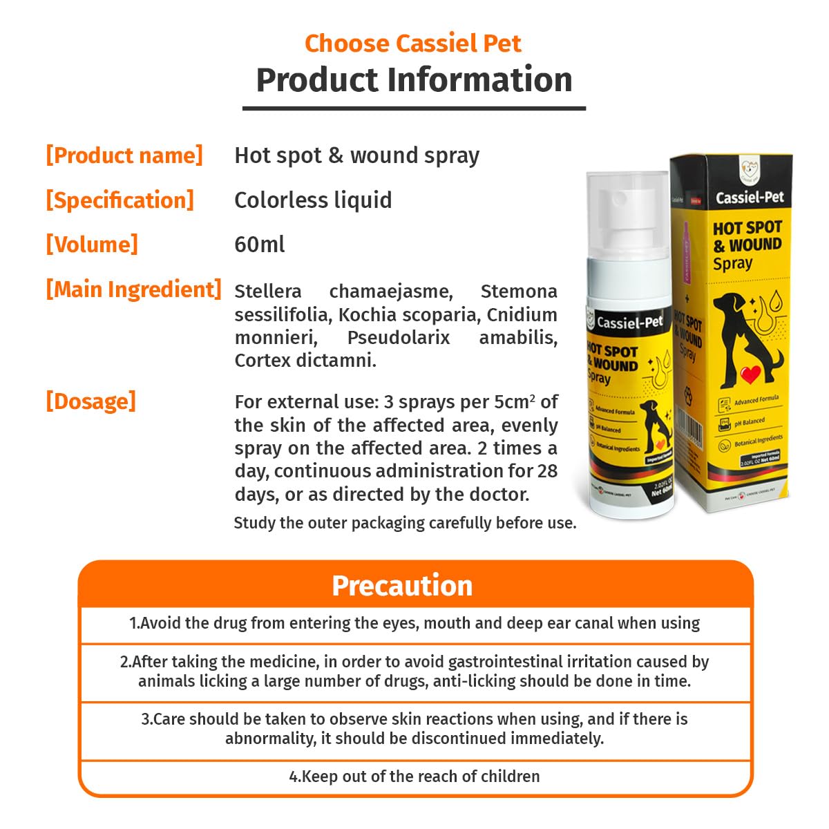 Cassiel pet Hot Spot Spray for Dogs, Itch Relief Spray & Hot Spot Treatment for Dogs, Cats, Helps Alleviate Sensitive Skin, Scratching, and Licking of Coat, for All Animals, 2.02oz