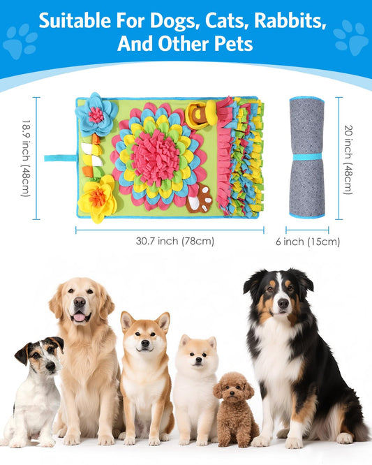 AMIR Upgrade Slow Feeder Mat for Dogs – Anti-Gobble & Anti-Anxiety Dog Food Mat, Snuffle Mat for Boredom Relief & Mental Stimulation, Works for All Breeds, Sizes & Ages