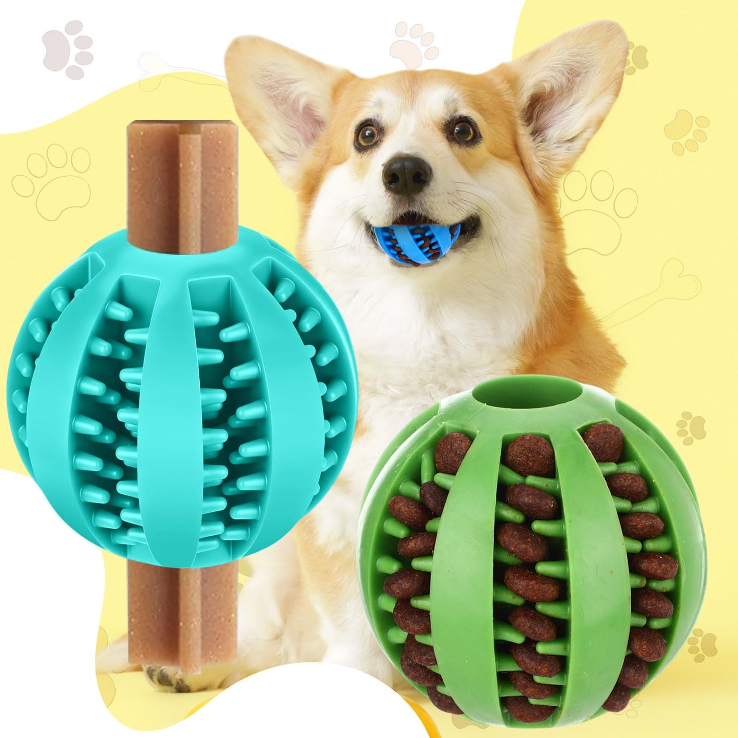 28 Pack Dog Treat Balls Bulk Interactive Treat-Dispensing Dog Toy Durable Rubber Puppy Tooth Cleaning Ball Toy for Small Medium Breed Chew Tooth Cleaning Enrichment for Boredom Brain Stimulate Game