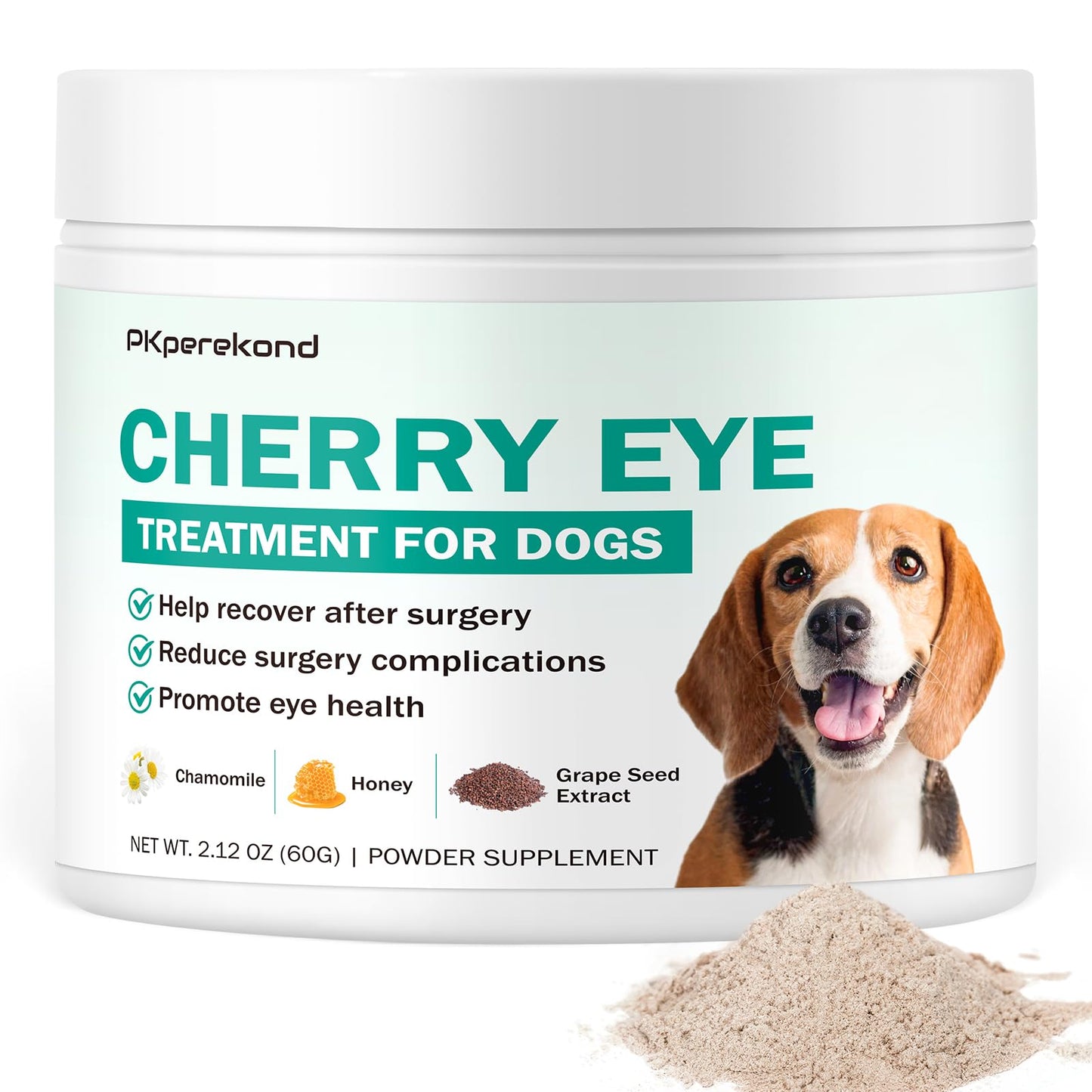 Cherry Eye Treatment for Dogs, Dog Eye Supplements for Recovery After Surgery, Reduces Redness and Swelling, Enhances Immunity, Improve Eye Health with Chamomile, Honey Powder, Grape Seed Extract