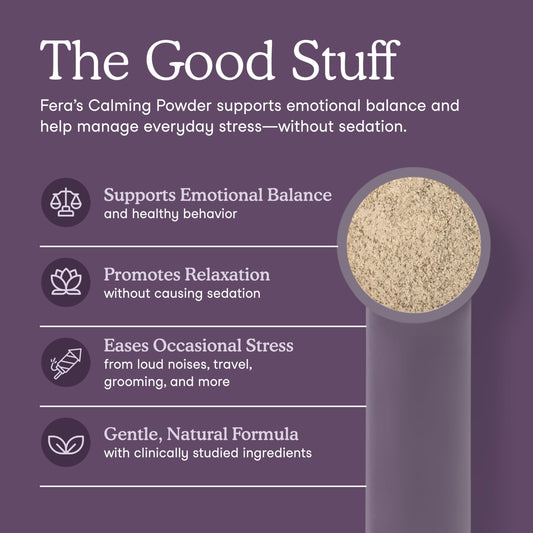 Fera Pets Calming Supplement for Dogs & Cats with Probiotics, L-Theanine, and Ashwagandha - Supports Anxiety Relief - Promotes Relaxation - 60 Scoops
