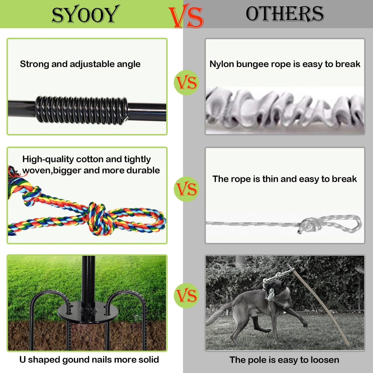 SYOOY Outdoor Interactive Dog Toys,Tether Tug Outdoor Dog Toy Exercise Equipment in Yard Park with 2 Rope Toy for Large Medium Small Dogs Pull Chase and Tug of War