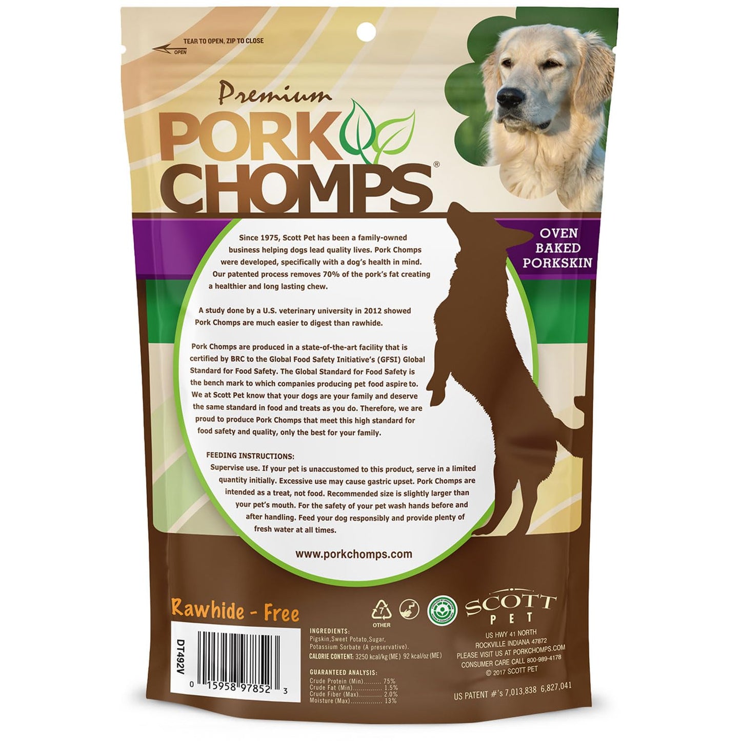 Pork Chomps Baked Pork Skin Dog Chews, 5-inch Mini Twists, Real Sweet Potato Wrap, 12 Count
