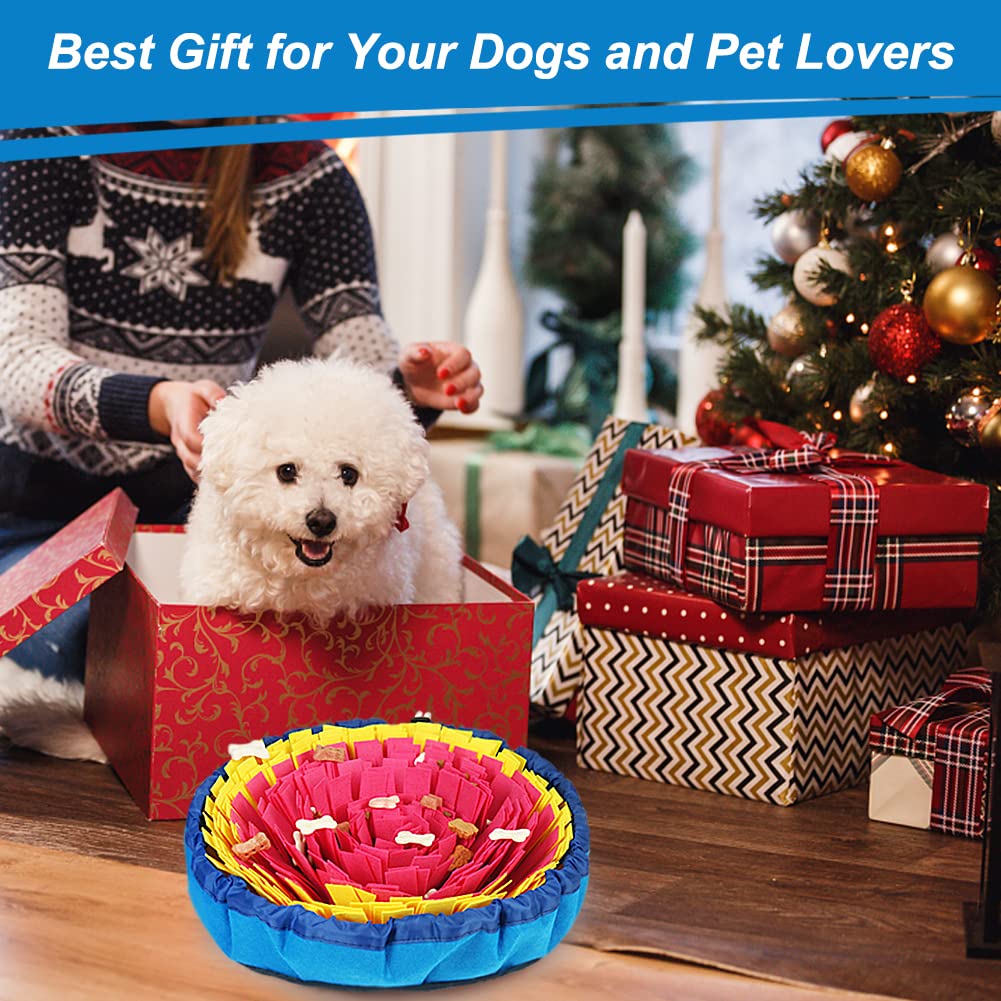 Vivifying Snuffle Mat for Dogs, Interactive Dog Enrichment Toys for Boredom and Mental Stimulation, Adjustable Sniff Mat for Slow Eating and Keep Busy (Red & Yellow)