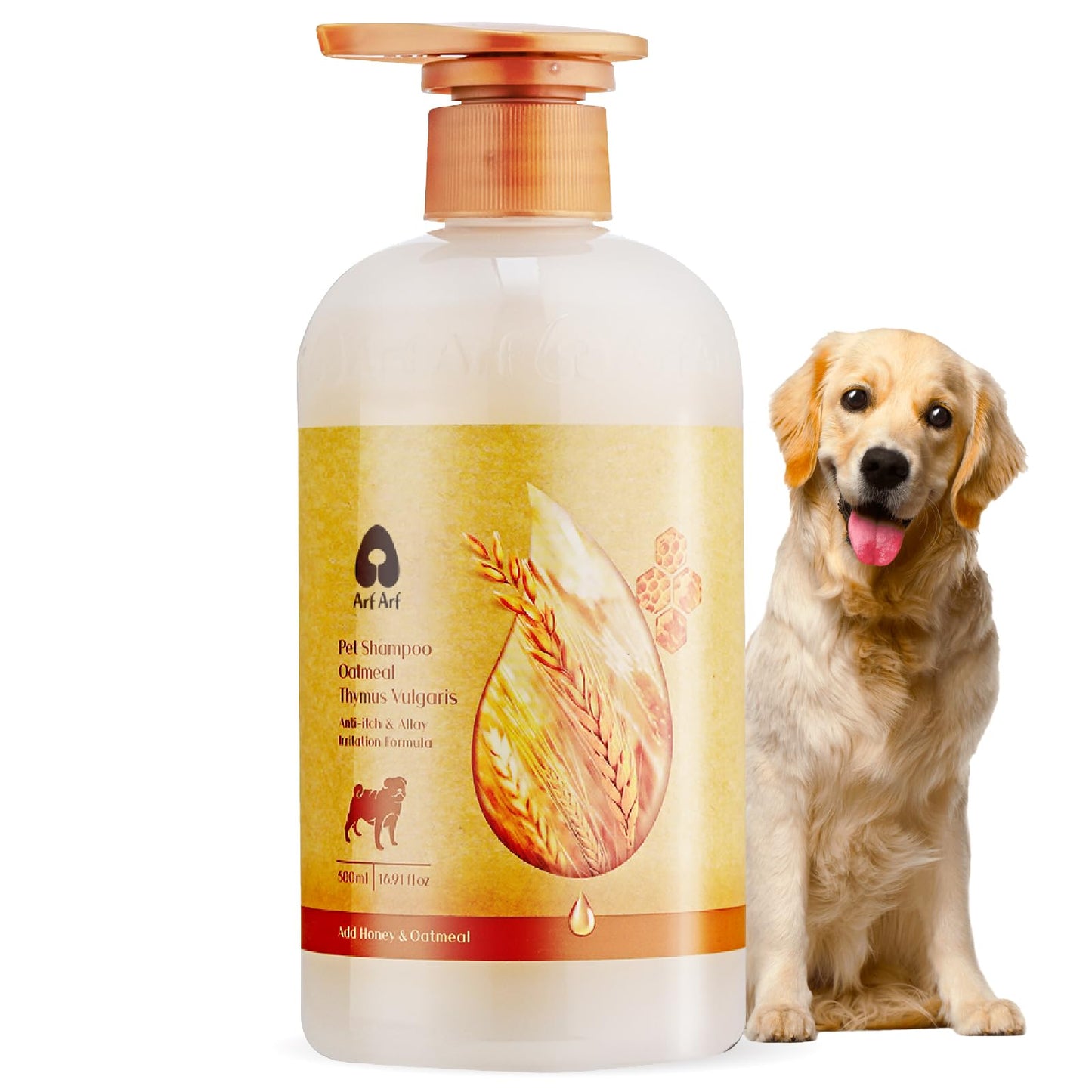 Arf Arf Oatmeal Dog Shampoo for Itchy Skin and Allergies - Soothing Oatmeal Formula Provides Anti Itch Relief for Dry, Sensitive Skin - Hypoallergenic Calming Wash for All Breeds - 16oz