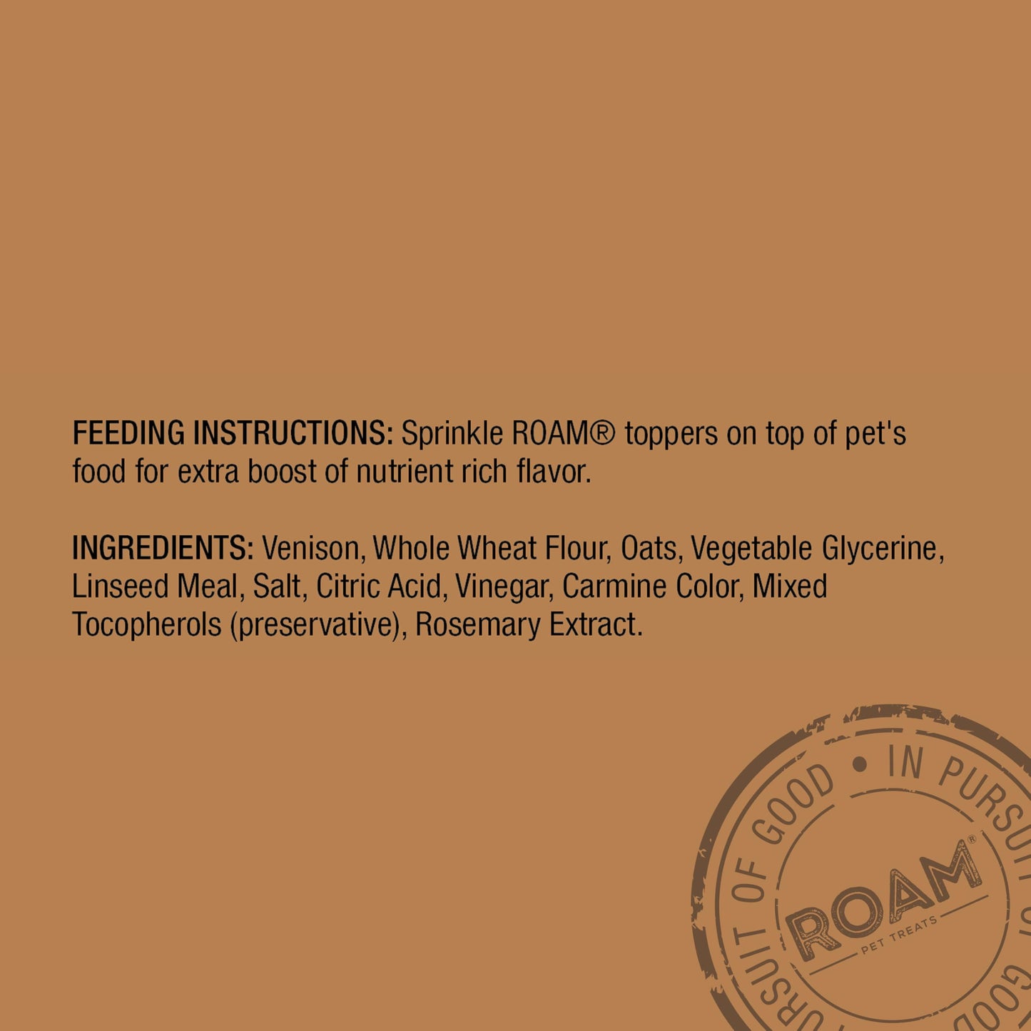 ROAM Pet Treats Bucky Exotic Dog Topper, Venison Dog Treats - Single Protein, Sustainably Raised Venison Meat Dog Food Topper - Non-GMO, 4 Ounce