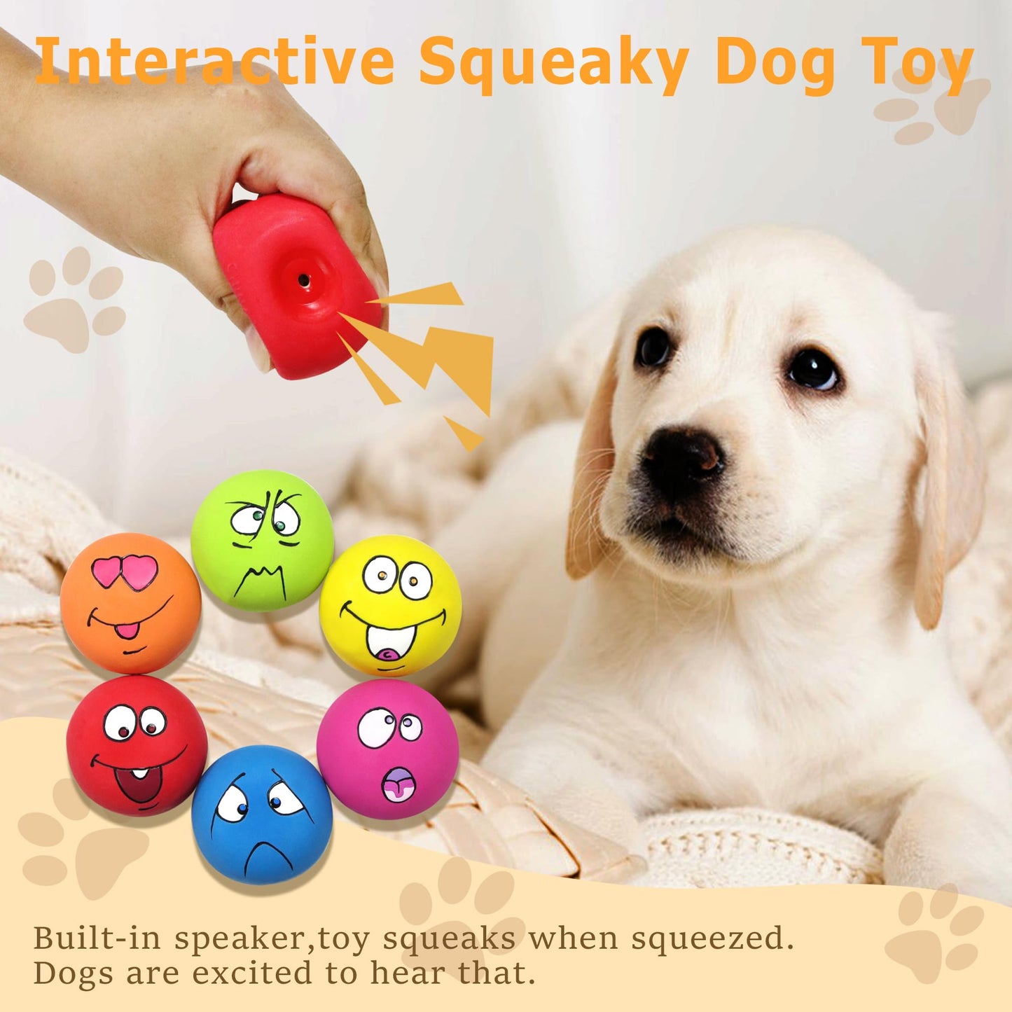 Squeaky Dog Toys Funny Cute Interactive Fetch Animal Face Latex Dog Balls for Puppy Small Pet Dogs 6 Pcs/Set