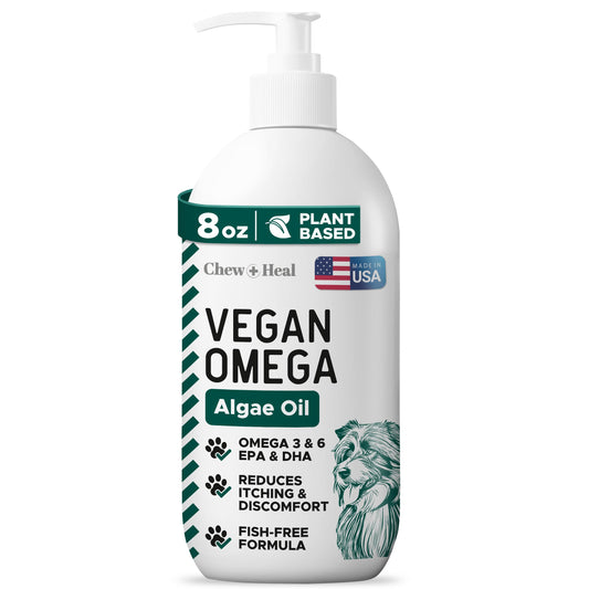 Vegan Omega 3 Oil for Dogs - 8 oz of Fish Free Algae Oil for Healthy Skin and Coat - Made with Omega 3 and 6 Fatty Acids, EPA, DHA, and DPA - Made in The USA