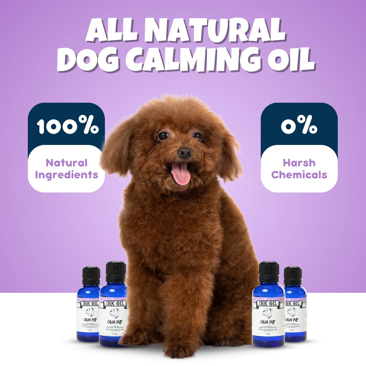 Pup Oils - Ink Oil | Dog Calming Supplement | Pet Health Vitamins Supplies| Liquid Drops | Anxiety Relief Oil | Aromatherapy Treatment | Vitamin Oils for Dogs