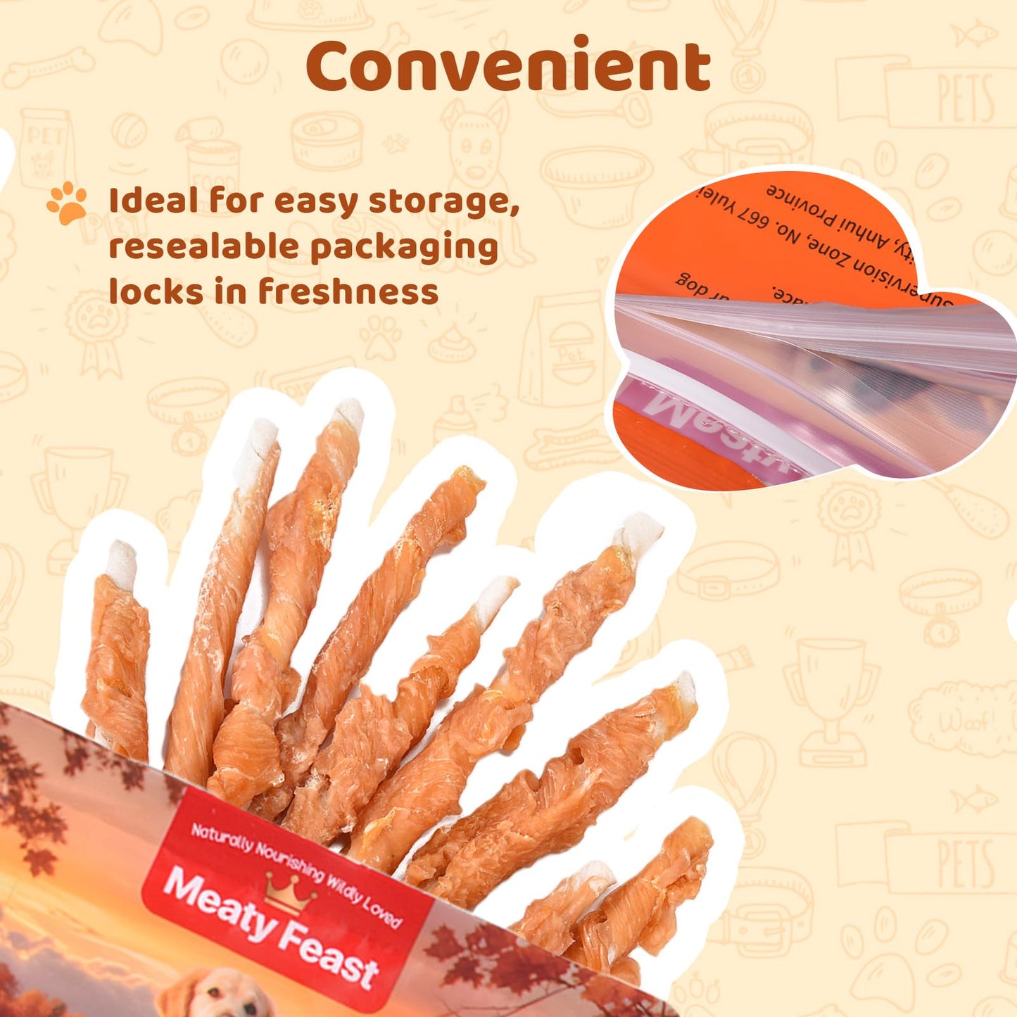 Chicken Wrapped Rawhide Sticks Dog Treats, Natural High Protein Pet Chew, Grain Free Training Snacks for Small Medium & Large Dogs, Long Lasting Rawhide Twists, 10.58oz