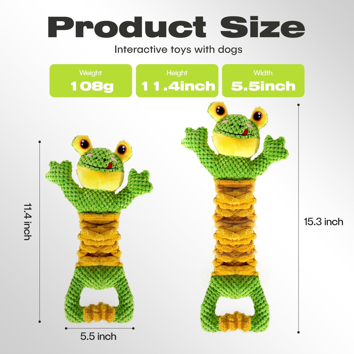 Sedioso Dog Tug Toy, Durable Dog Toys Large Breed, Tug of War Dog Squeaky Toy, Stuffed Plush Dog Toys with Crinkle Paper for Small, Middle, and Big Dogs(Tug of War Series, Frog)