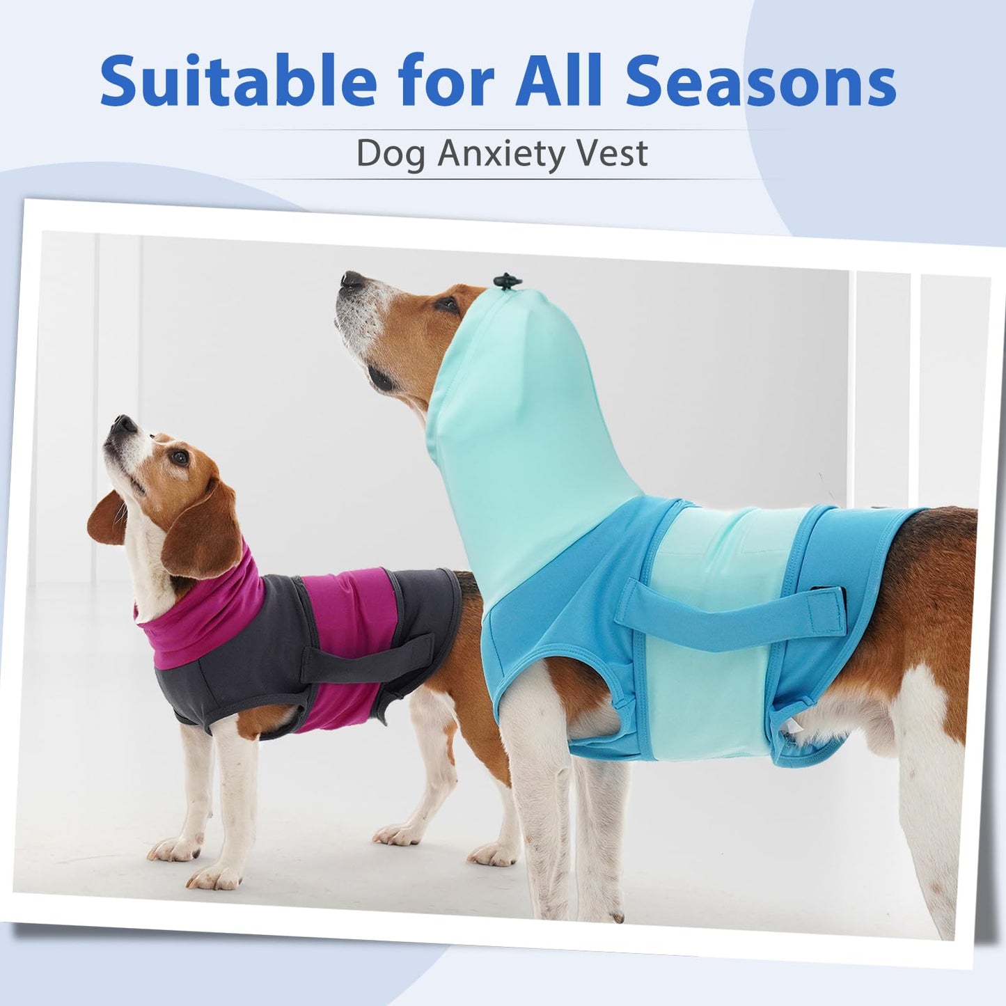 Dog Anxiety Jacket,Adjustable Calming Jacket for Small Breeds,Sleeveless & Lightweight, High Neck Wraps Head & Ears for Fireworks, Anti-Anxiety Shirt for French Bulldogs,Blue-M