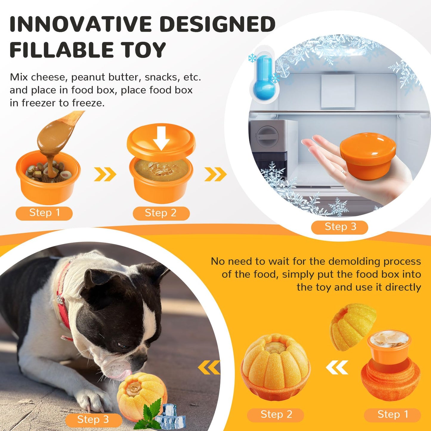 Frozen Treat Toy,Interactive Dogs Treat Toy for Aggressive Chewer, Freezable Fillable Dog Toys,Frozen Treats to Keep Dogs Busy and Reduces Anxiety,Treat Dispensing Dog Puzzle Toy,Easy to Clean