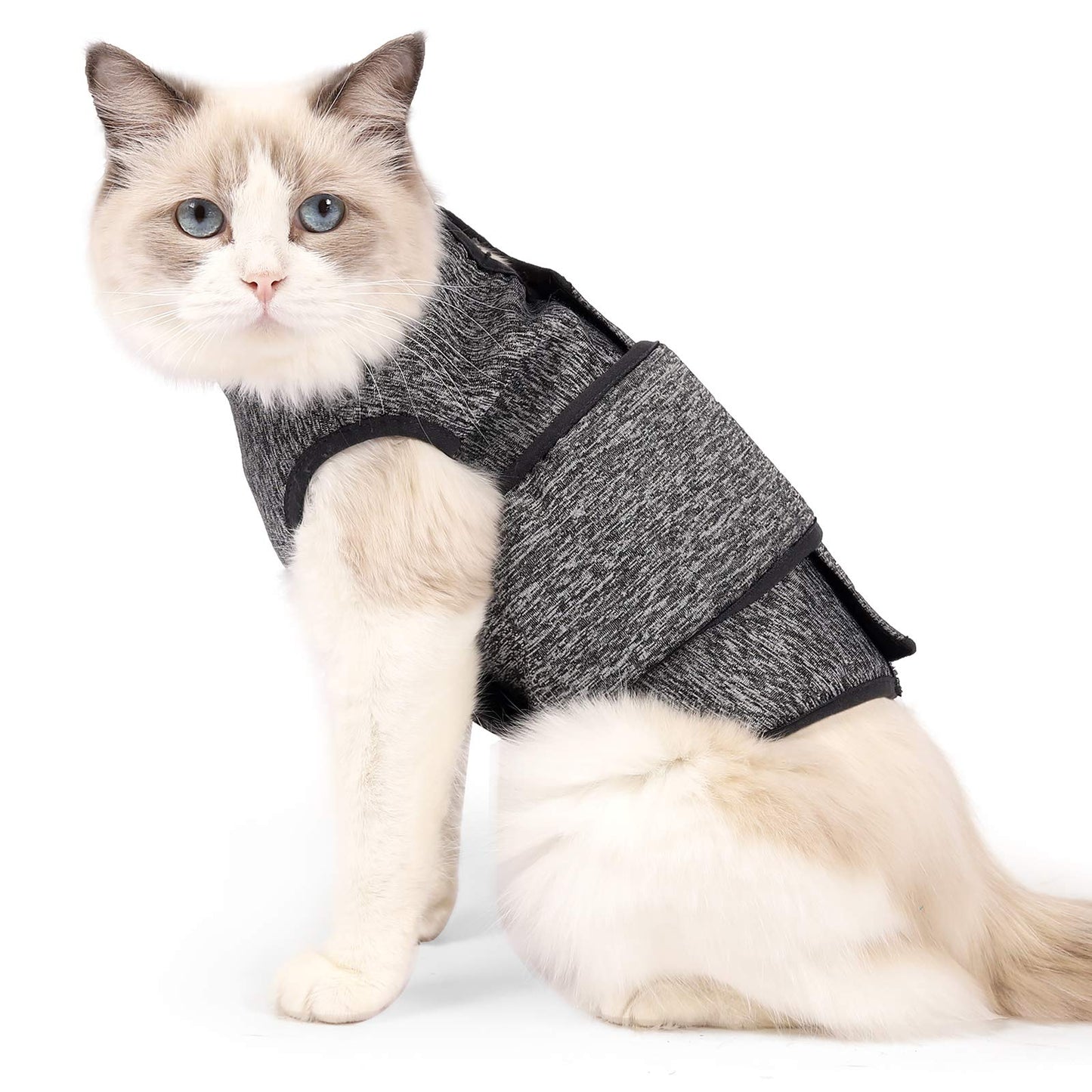 Pet Anxiety Jacket Calming Vest, YolieraArt Thunder Jacket for Cats and Dogs Anxiety, Calming Wrap Around Hug Thunder Jacket Weighted Anxiety Calming Vest for Pets (Grey, Large)