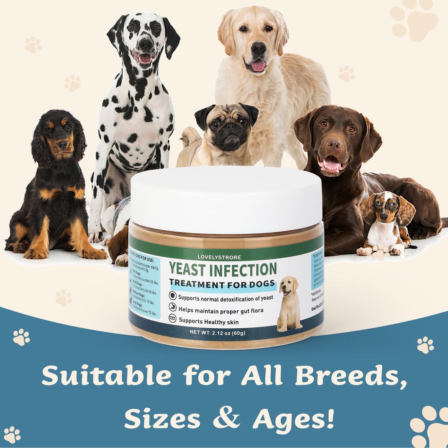 Yeast Infection Treatment for Dogs Supports Healthy Skin, Ears & Paws – Natural Dog Yeast Infection Treatmen Supplement Soothing Irritation & Itching - 60 Days Large Supply Gentle Dog Yeast Relief