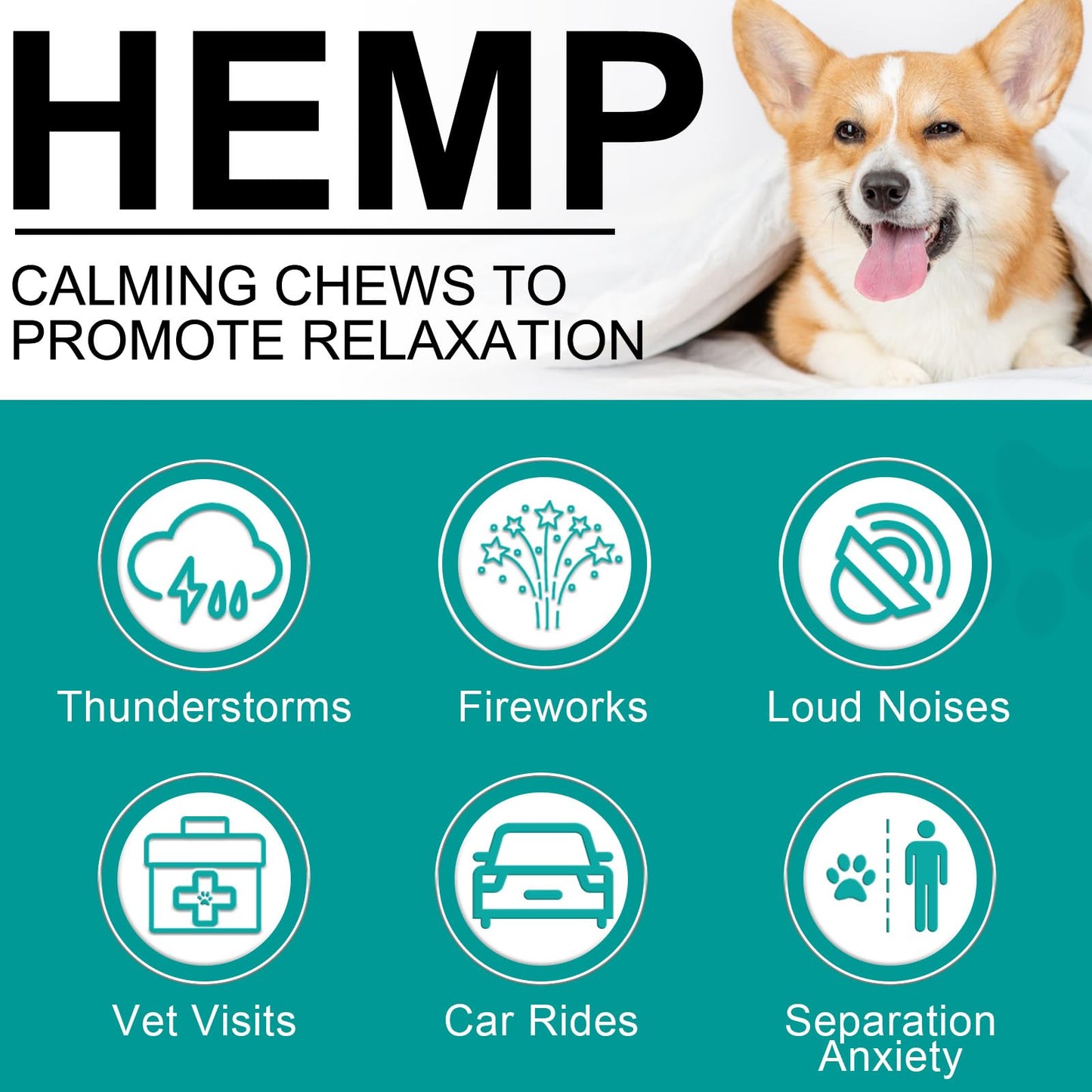 Chicken Calming Chews for Dogs, Dogs Anxiety Relief Treats, Advanced Dog Calming Treats Hemp, Natural Ingredients Dog Calming Treats - Stress & Separation Anxiety (150 Treats)