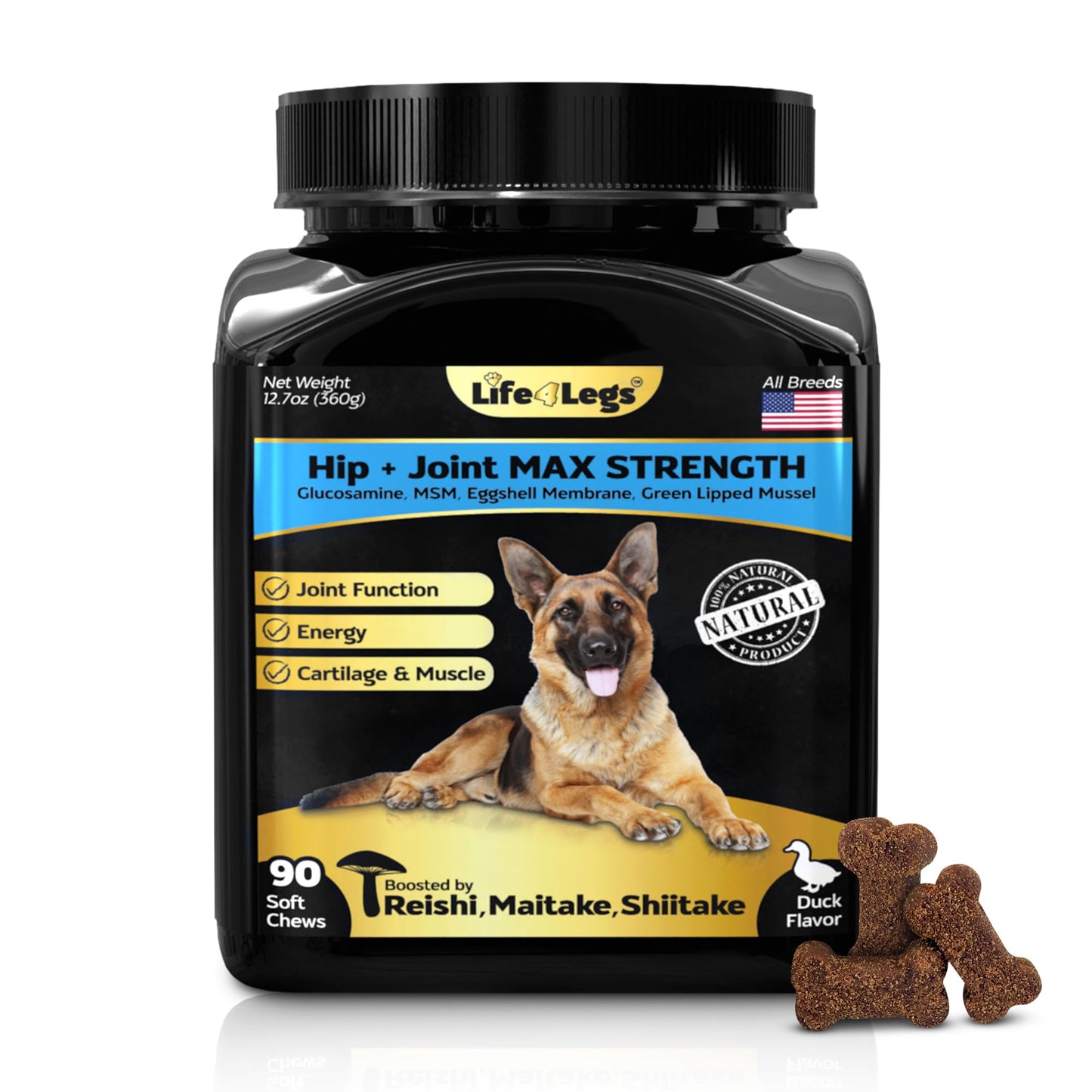 Life4Legs - Soft Chews Hip and Joint Supplement for Dogs - Dog Joint Pain Relief Treats - Glucosamine, Chondroitin, Turmeric- Mobility Supplement