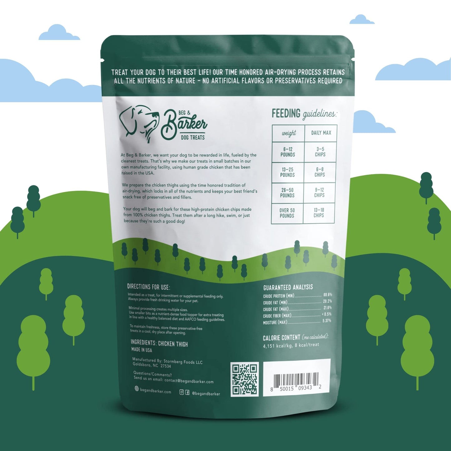 Beg & Barker Chicken Chips for Dogs (8oz, Pack of 1) - Single Ingredient Dog Treats Made for Small and Large Dogs Protein Human Grade Dog Treats Made from Real Meat Chicken, Made in USA