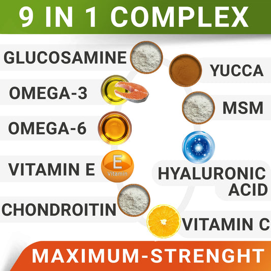 Allergy Relief + Advanced Glucosamine for Dogs Bundle - Itchy Skin Treatment + Hip & Joint Pain Relief - Omega 3 & Pumpkin + Chondroitin, MSM - Allergy Supplement, Hotspot Relief - 240ct - Made in USA