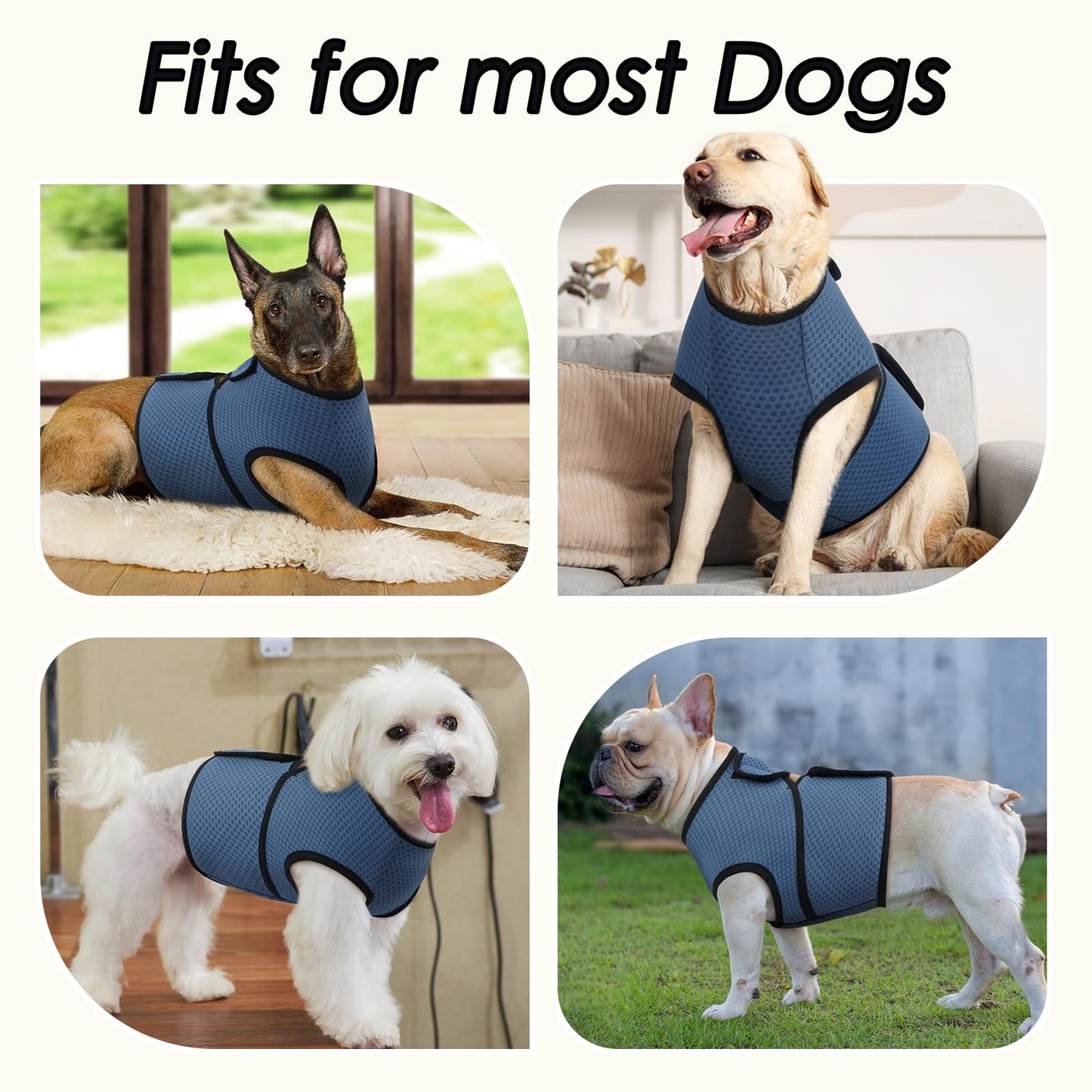 BRKURLEG Dog Anxiety Shirt, Adjustable Anxiety Vest Jacket for Small Medium Large Dogs,Dog Calming Shirt for Thunderstorms, Fireworks, Training & Separation Relief, Lakeblue, XXXL