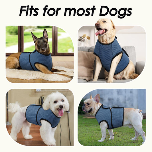 BRKURLEG Dog Anxiety Shirt, Adjustable Anxiety Vest Jacket for Small Medium Large Dogs,Dog Calming Shirt for Thunderstorms, Fireworks, Training & Separation Relief, Lakeblue, XXXL