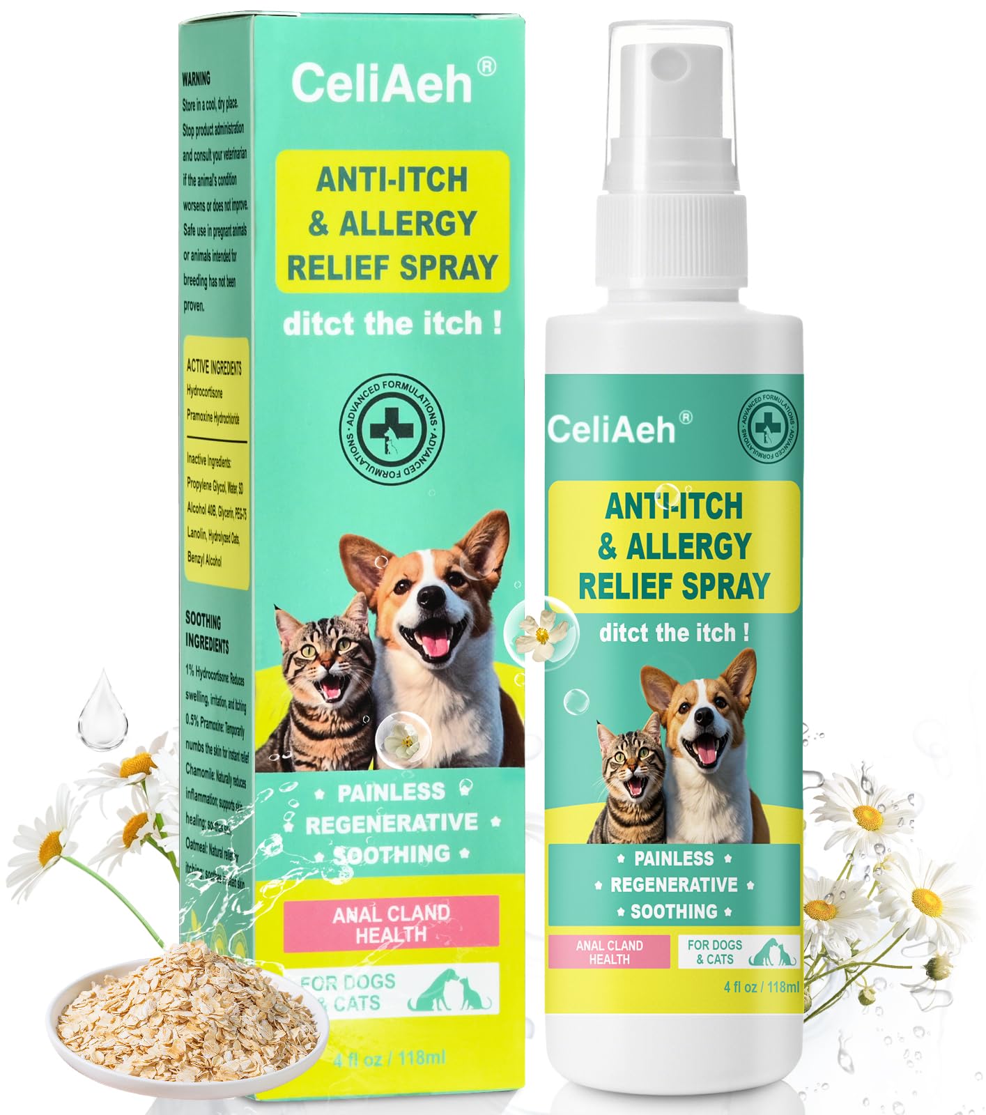 Hot Spot Spray for Dogs, Dog Itch Skin & Allergy Relief Spray, Itch Relief for Dogs and Prevents Chewing and Licking at Skin - Helps Alleviate Sensitive Irritated Dry Itchy Skin, and Dermatitis, 4oz