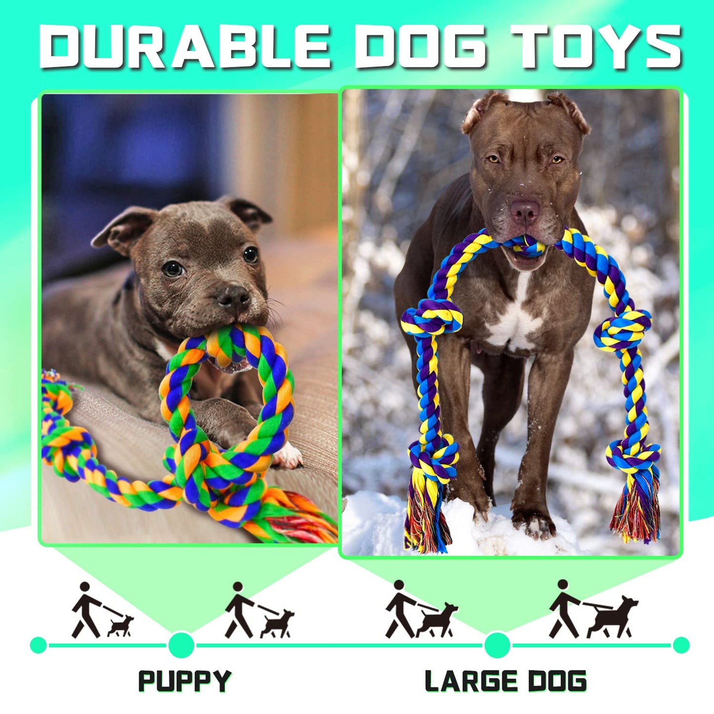 XL Indestructible Dog Toys for Aggressive Chewers Large Breed, Durable Dog Chew Toy, Large Dog Toys for Large Dogs Safe and Long Lasting Puppy Teething Chew Toys, Cotton Dog Rope Toys for Medium Dogs