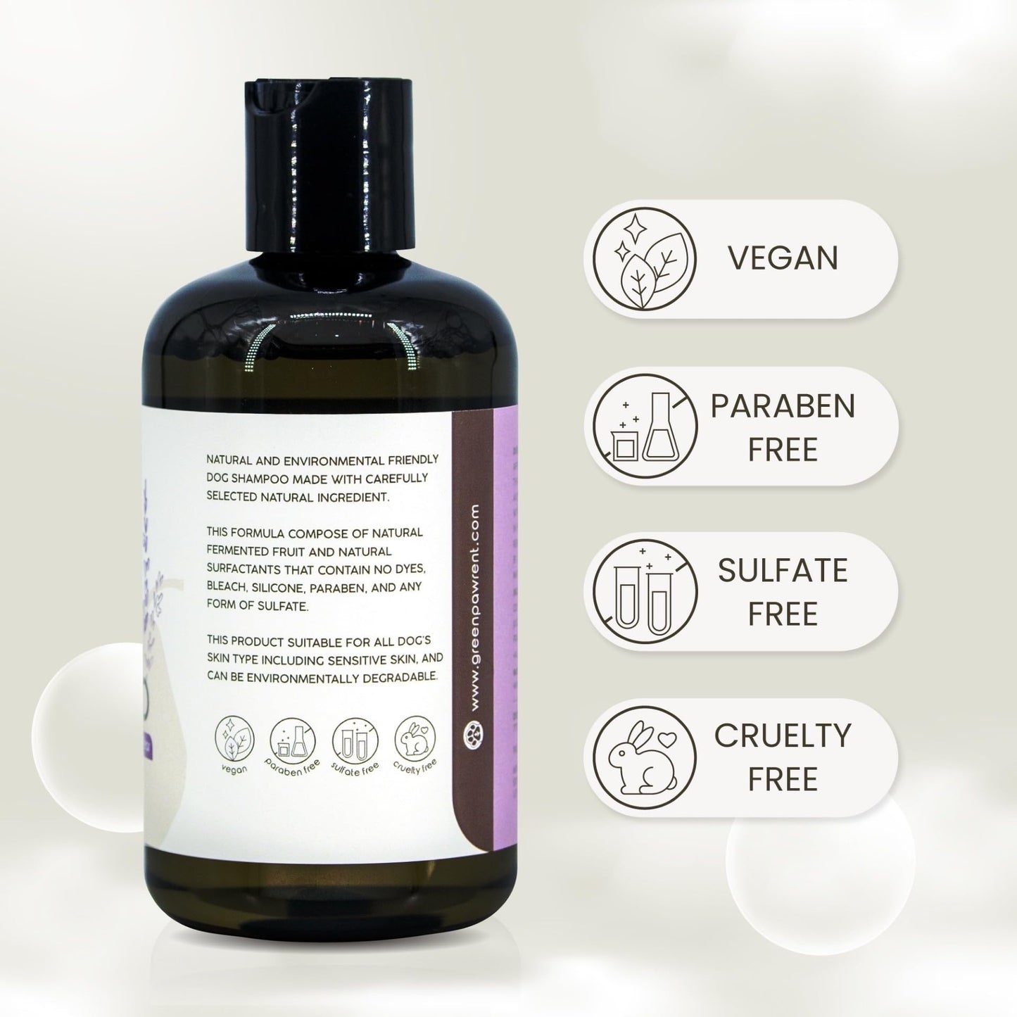 GreenPawrent- Lavender Essential Oil & English Pear Pet Shampoo for Dogs - Sensitive Dog Skin Care for All Breeds. Odor Control & Deep Cleansing - No Paraben No Sulfate & Safe for All Pets - 8.5fl oz