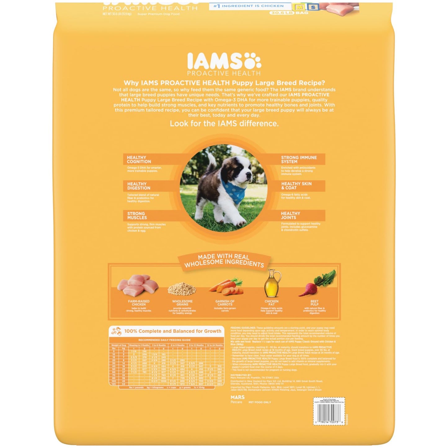 IAMS Proactive Health Large Breed Puppy Food with Real Chicken, 30.6 lb. Bag