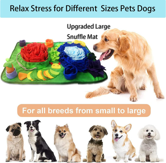 Snuffle Mat Dogs 31.5"x19.7" Large Pet Feeding Mats Puppy Sniffing Pad,Cat Doggies Interactive Puzzle Toys for Multiple Breeds Encourages Natural Foraging Skills,Training (Sea Orange(31.5"x19.7")