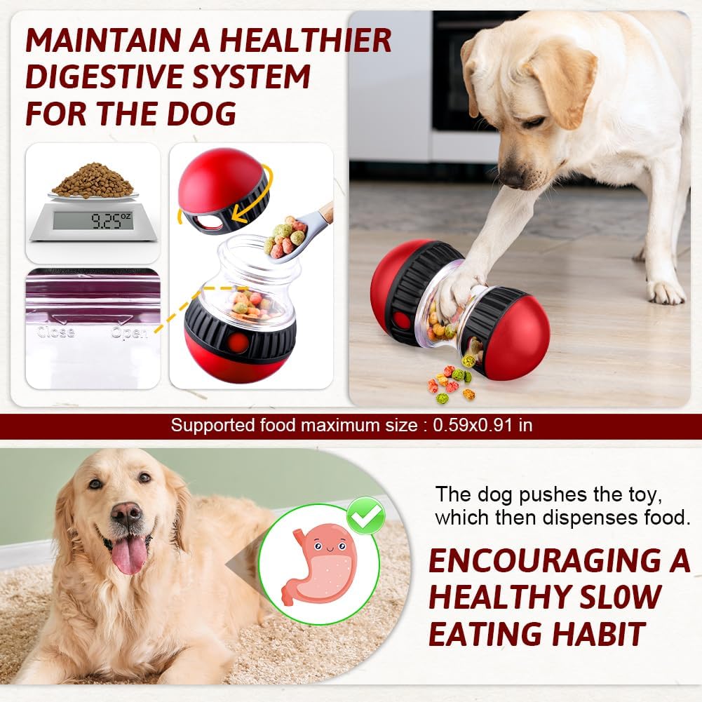 OSDUE Dog Food Puzzle Toys, Interactive Treat Dispensing Dog Toys, Adjustable Slow Feeder Ball to Keep Them Busy and Mentally Stimulated, Great for Large/Small Aggressive Chewers Dog Breeds Pet Gifts