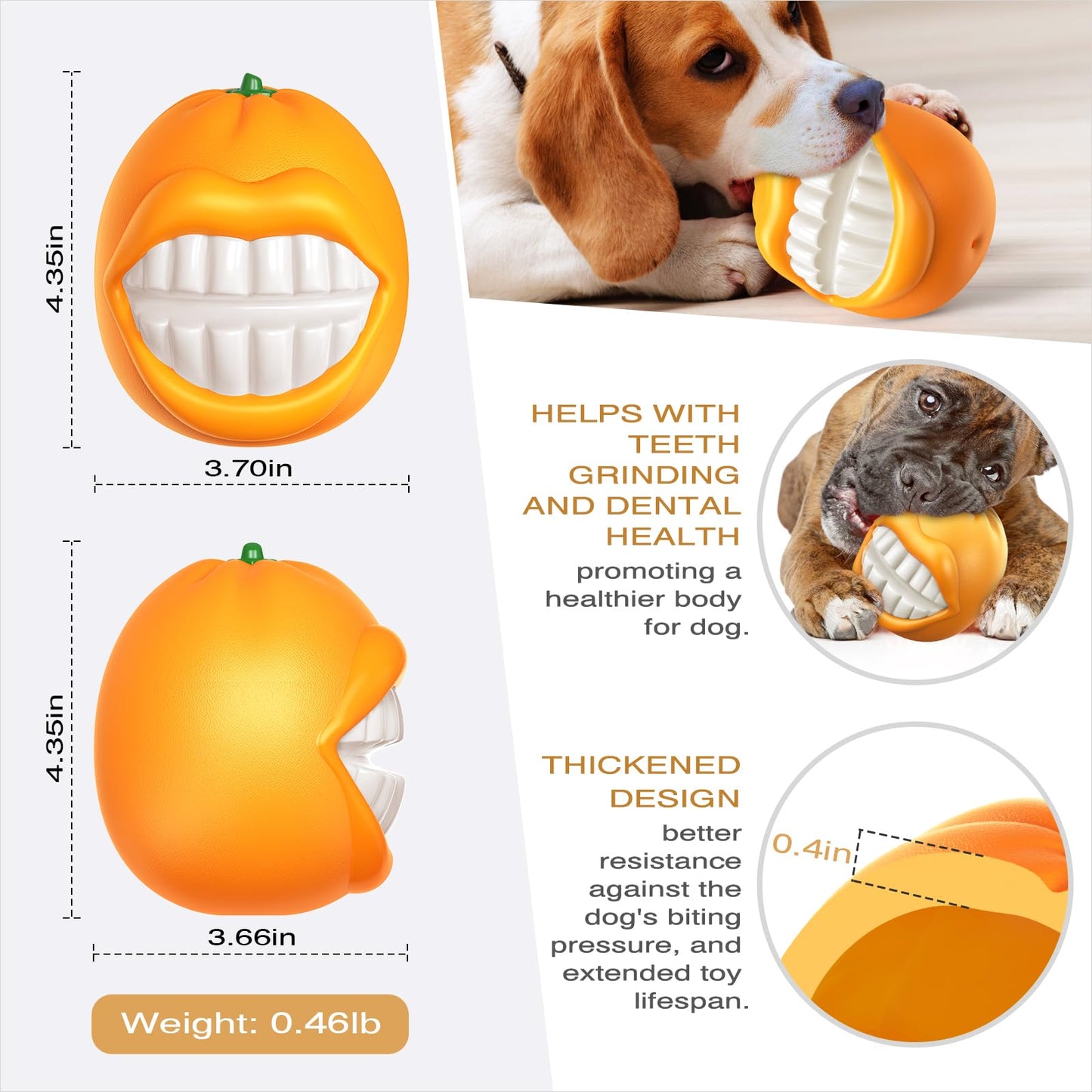 MITOCAPY Orange Squeaky Dog Toys for Moderate Chewers, Interactive Dog Chew Toys to Keep Them Busy, Enrichment Dogs Ball for Medium Large Breed, Pet Essentials, Pet Gifts