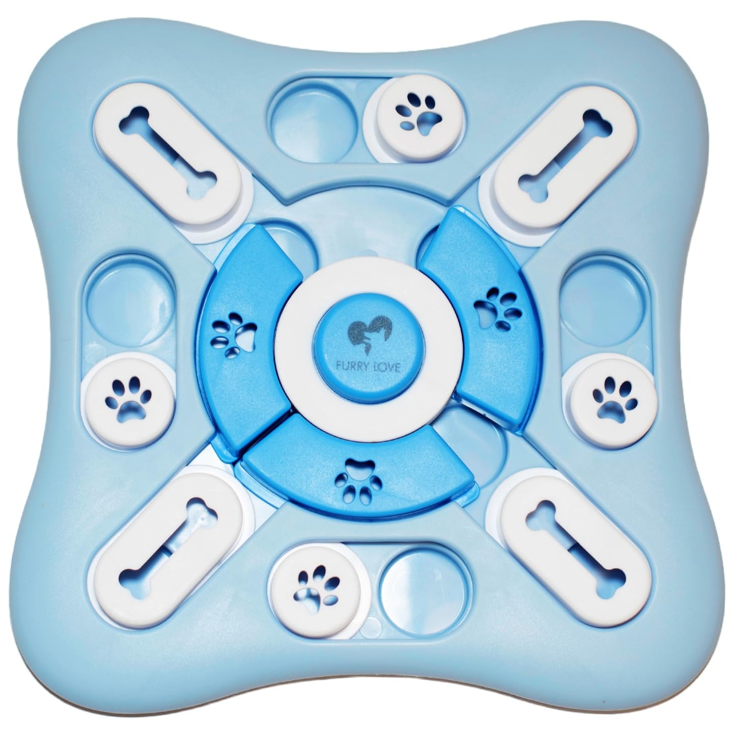 FURRY LOVE - Dog Puzzle Food Feeder | Level 3 IQ Training Toy for Small/Medium/Large Dogs | Mental Enrichment & Aggressive Chewer Gift | Interactive Treat Puzzle -Blue