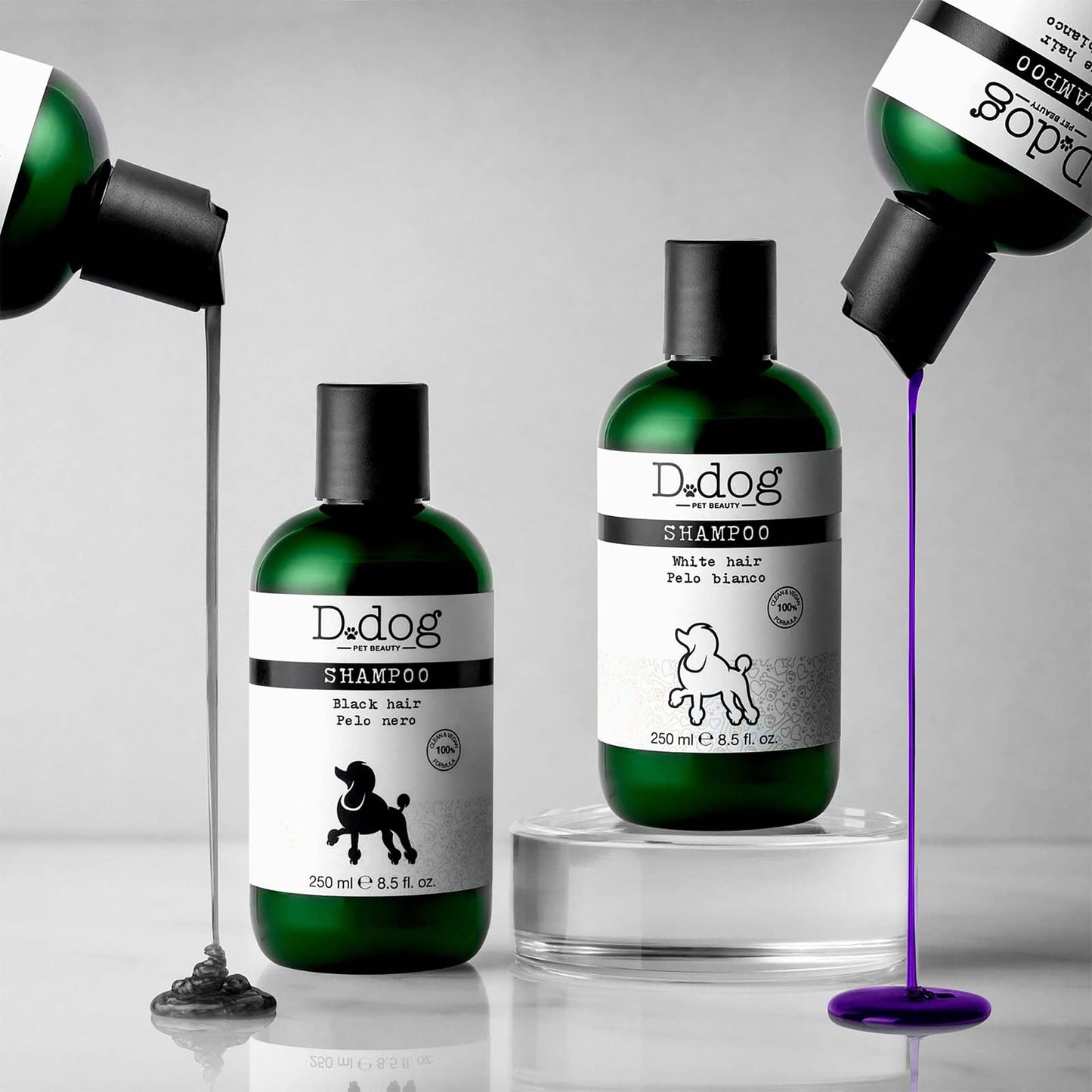 Diego dalla Palma D-Dog Pet Shampoo Black Hair - Shines and Brightens Fur - Enhances Color of Black and Dark Coat - Removes Dirt and Buildup with Every Wash - Hypoallergenic and Alcohol Free - 8.5 Oz