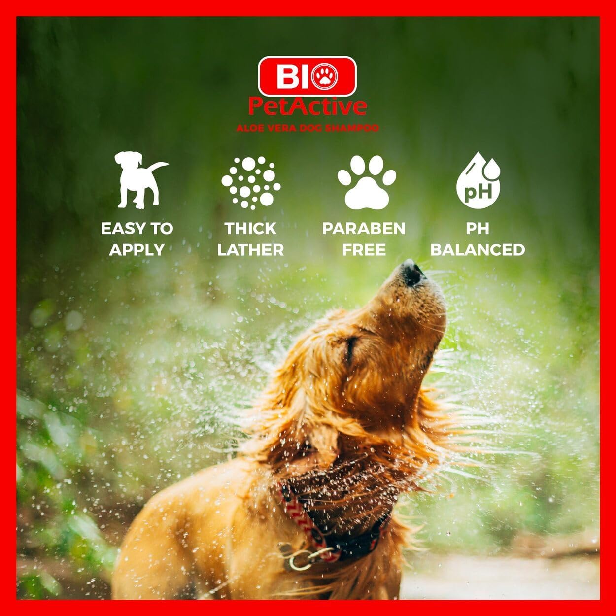 Bio PetActive Aloe Vera Extract Shampoo for Dogs - Cleansing & Moisturizing Care for Sensitive and Normal Skin, Paraben Free, pH Balanced + Natural Ingredients - 13.53 Fl oz