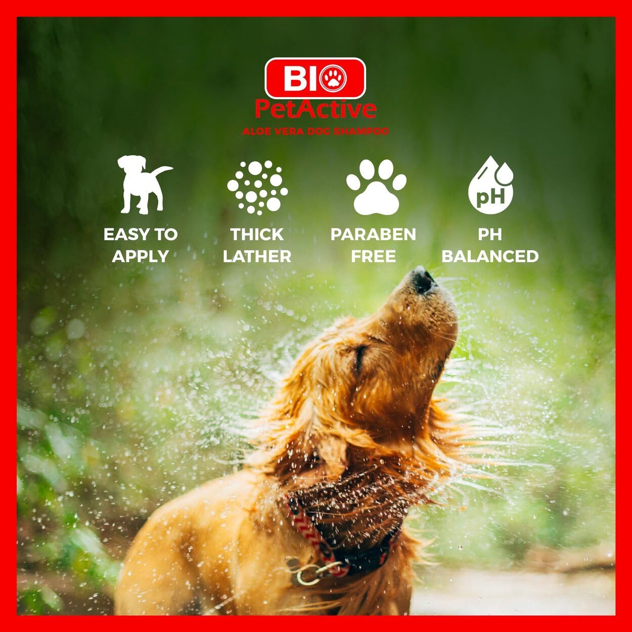 Bio PetActive Aloe Vera Extract Shampoo for Dogs - Cleansing & Moisturizing Care for Sensitive and Normal Skin, Paraben Free, pH Balanced + Natural Ingredients - 13.53 Fl oz