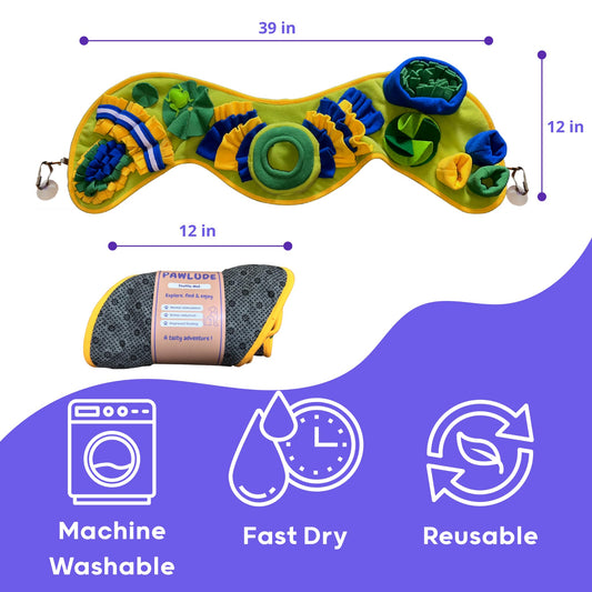 PAWLUDE Snuffle Mat for Dogs 39 x 12 in - Digging Mat Encourages Interaction and Enhancing Pet Wellbeing, Pet Training Sniff Pad, Digging Dog Toy for Feeding and Play, Nosework Treat Matt