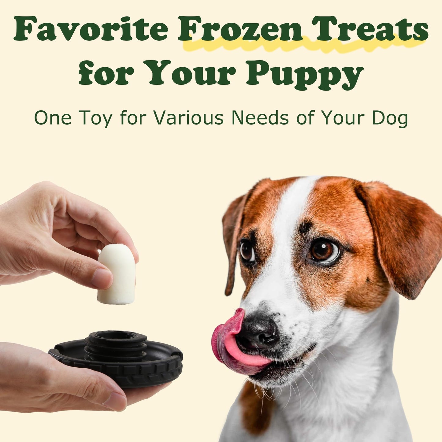 PETFROH 3-in-1 Dog Treat Toy for Aggressive Chewer, Natural Rubber Dog Puzzle, Bully Stick Holder, Frozen Treat Dispensing Toy for Small Medium Large Breeds