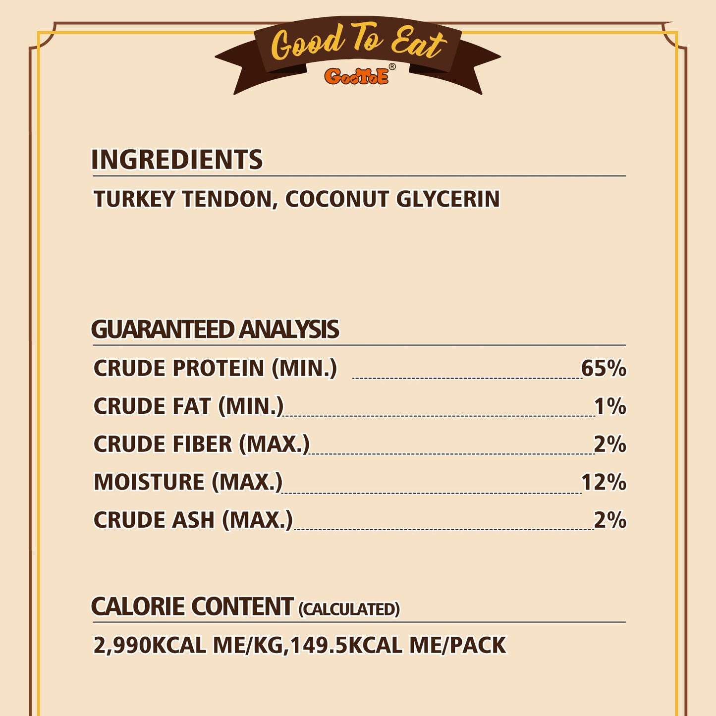 Gootoe Turkey Tendon Dog Treats, Bone (L) 3.53 oz, USA-Sourced Turkey Tendon, Natural Snack, Premium Puppy Chews, Hypoallergenic, Reseal Value Bags, Size for Large Dogs