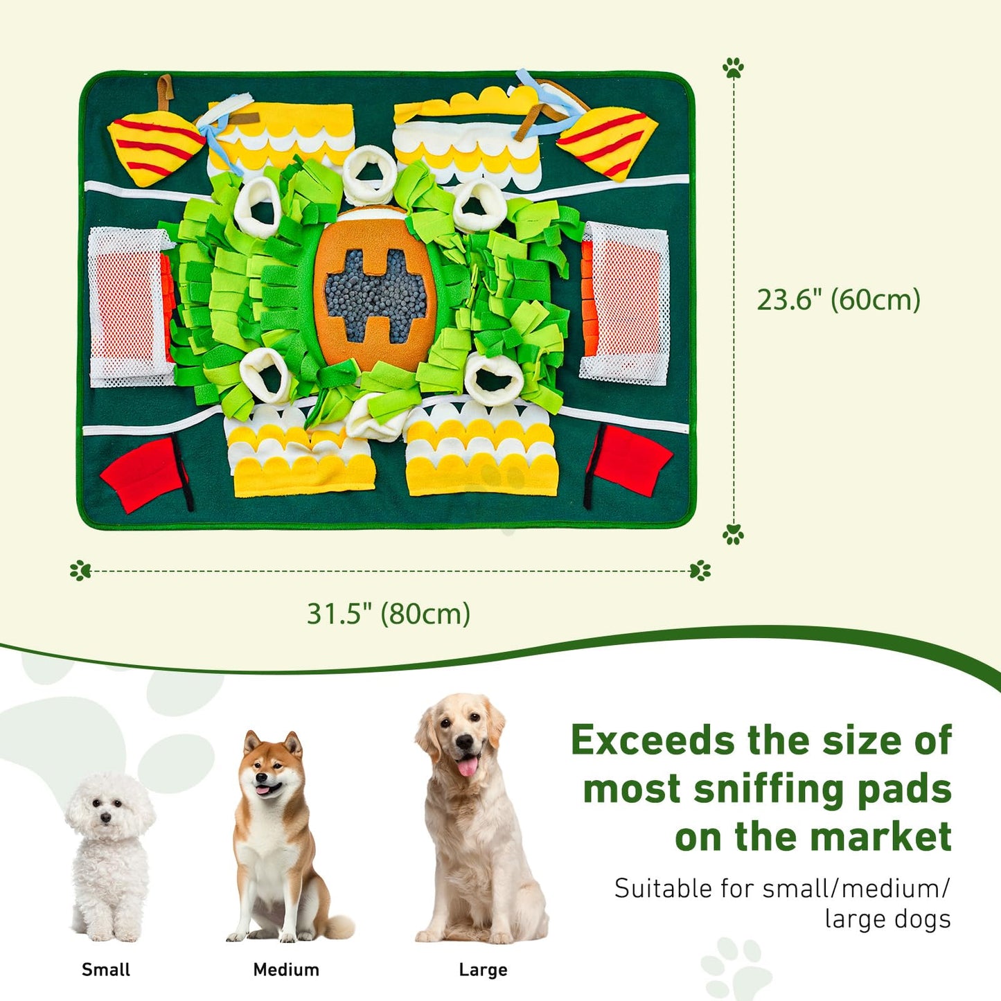 Aipawzz Snuffle Mat for Dogs Large Breed, 24''x32'' Interactive Sniff Mat for Dogs, Slow Feeder Dog Treat Mat for Smell Training and Mental Stimulation, Enrichment Feeding Game for All Breeds (Large)