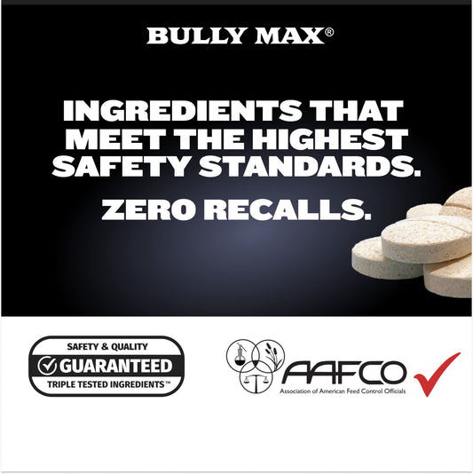 Bully Max 2-in-1 Muscle Builder Power Tabs for Puppies & Adult Dogs - Puppy & Dog Treats Vitamins for Muscle Gain & Growth - Multivitamin Supplements for All Breeds & Ages - 30 Chewable Tablets