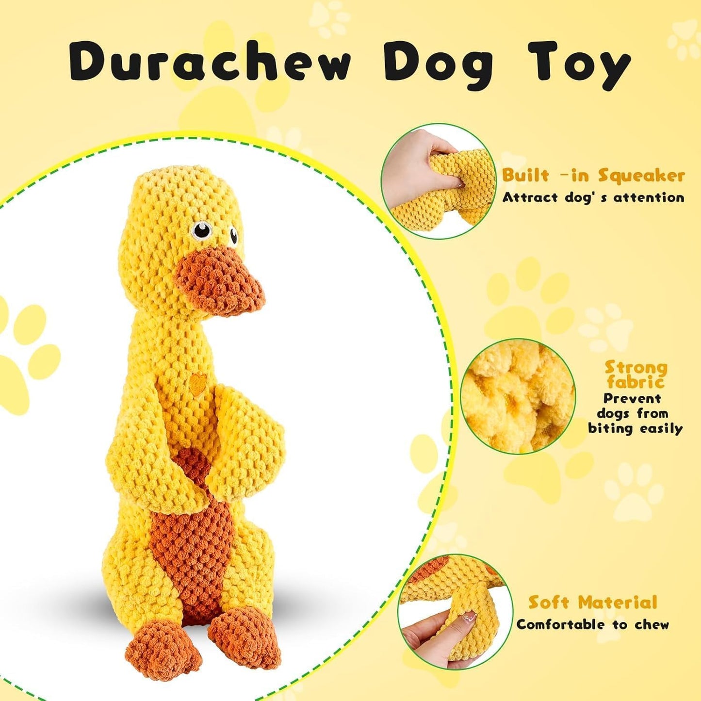 Durachew Dog Toy, Invincible Chewanimals by Wowpetsmart, Indestructible Plush Squeaky Toy for Heavy Chewers, Durable Duck and Frog Design(Frog + Duck)