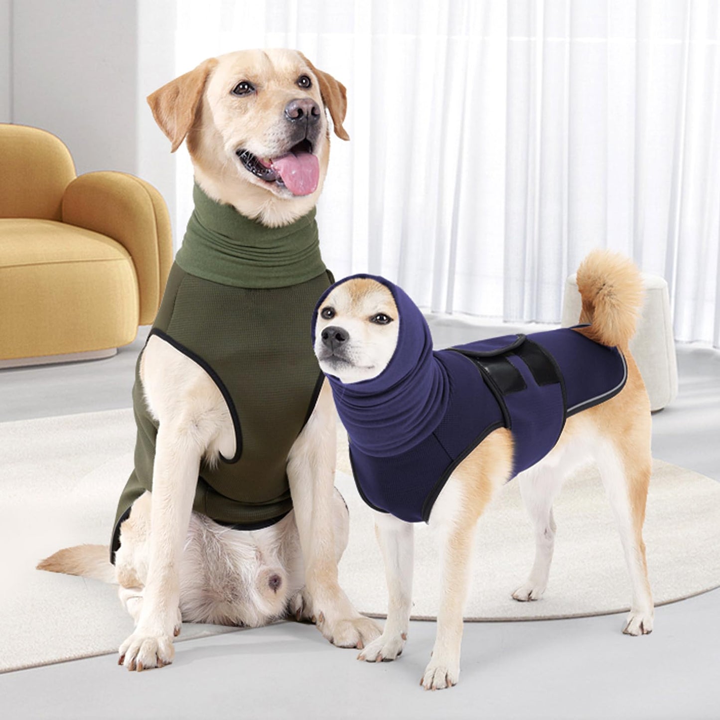 HCHYEY Dog Anxiety Jacket, Skin-Friendly Thunder Vest for Dogs - Dog Coat with Collar for Thunder & Fireworks - Keep Pet Calm Without Medicine & Training, Anti Anxiety Shirt for Dogs (C Dark Blue, S)