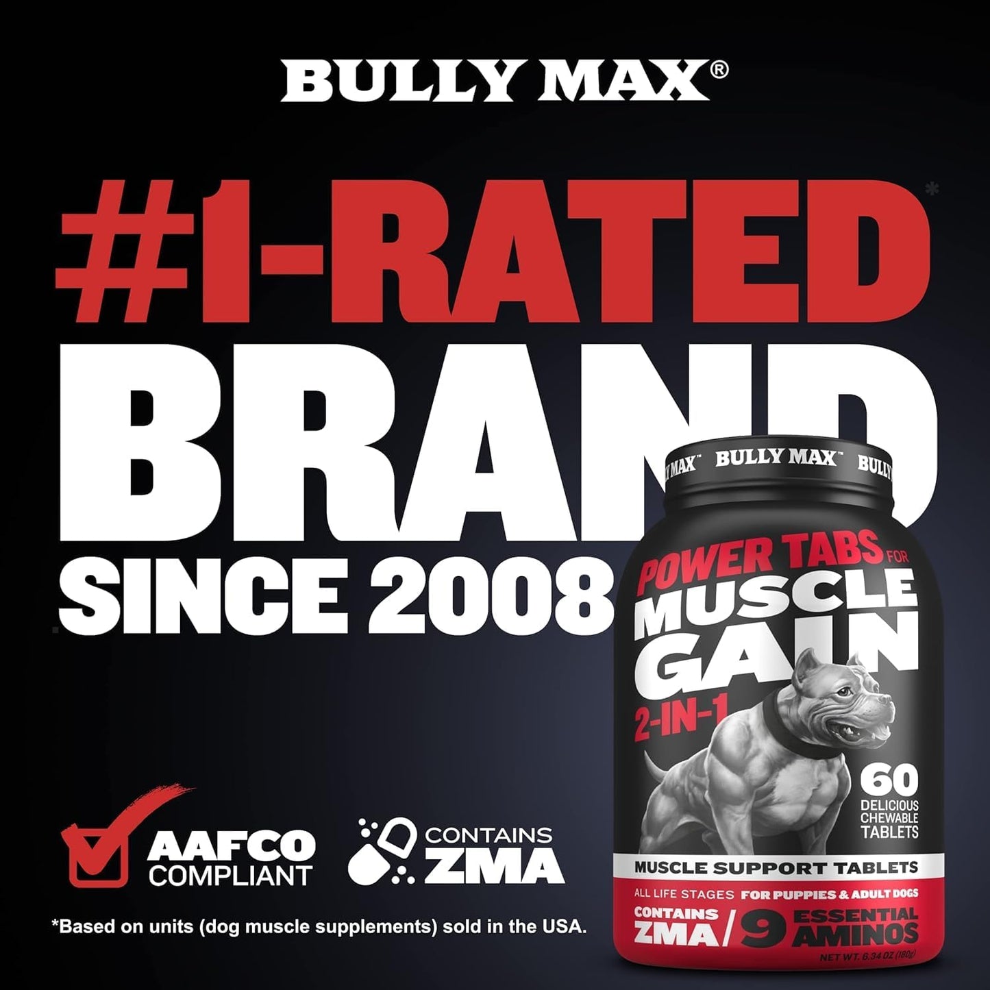 Bully Max Puppy Development Bundle: High-Protein Lamb Puppy Food (5lb), 2-in-1 Vitamin Tabs (2 Bottles) & Power Tabs (60ct) for Muscle - Supports Growth, Immunity, Digestion & Training for All Breeds