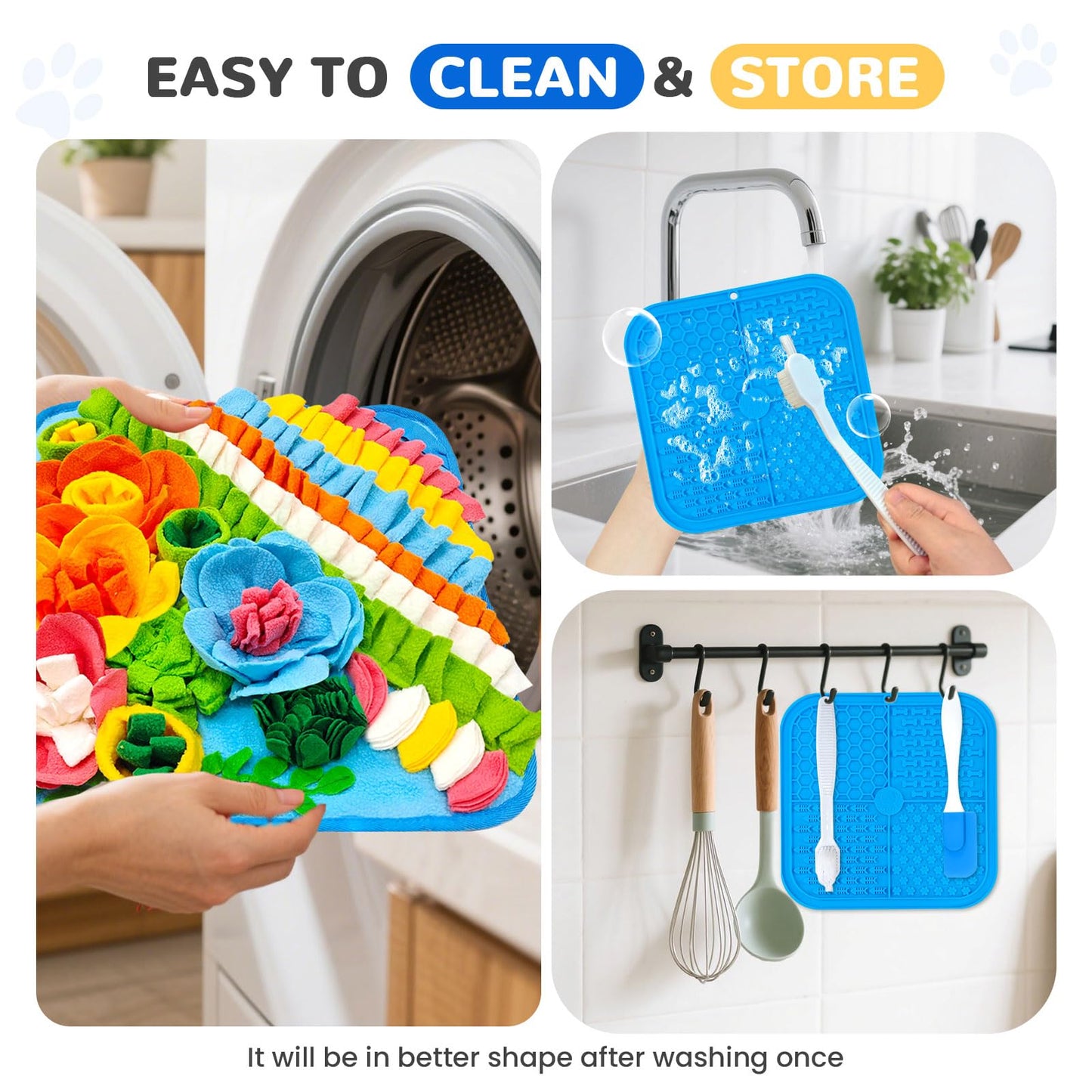 UETZLTB Dog Snuffle Mat and Lick Mat Set, Interactive Dog Enrichment Puzzle Toys for Puppy Small Breed Dogs Cats Rabbits, Cognitive Sniff Foraging Mats for Slow Feeding Treat Game Mental Stimulation