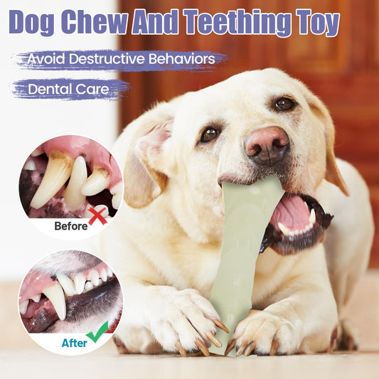 Glow in The Dark Dog Chew Toy, Rubber Dog Toys to Keep Them Busy, Interactive Treat Dispensing Puzzle Toy with Teeth Cleaning, Outdoor Fetch & Nighttime Play