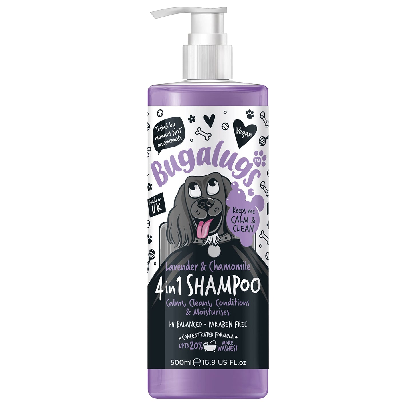 Dog Shampoo by Bugalugs Lavender & Chamomile 4 in 1 Dog Grooming Shampoo Products for Smelly Dogs with Fragrance, Best Puppy Shampoo, Vegan pet Shampoo & Conditioner