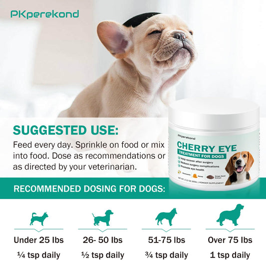 Cherry Eye Treatment for Dogs, Dog Eye Supplements for Recovery After Surgery, Reduces Redness and Swelling, Enhances Immunity, Improve Eye Health with Chamomile, Honey Powder, Grape Seed Extract