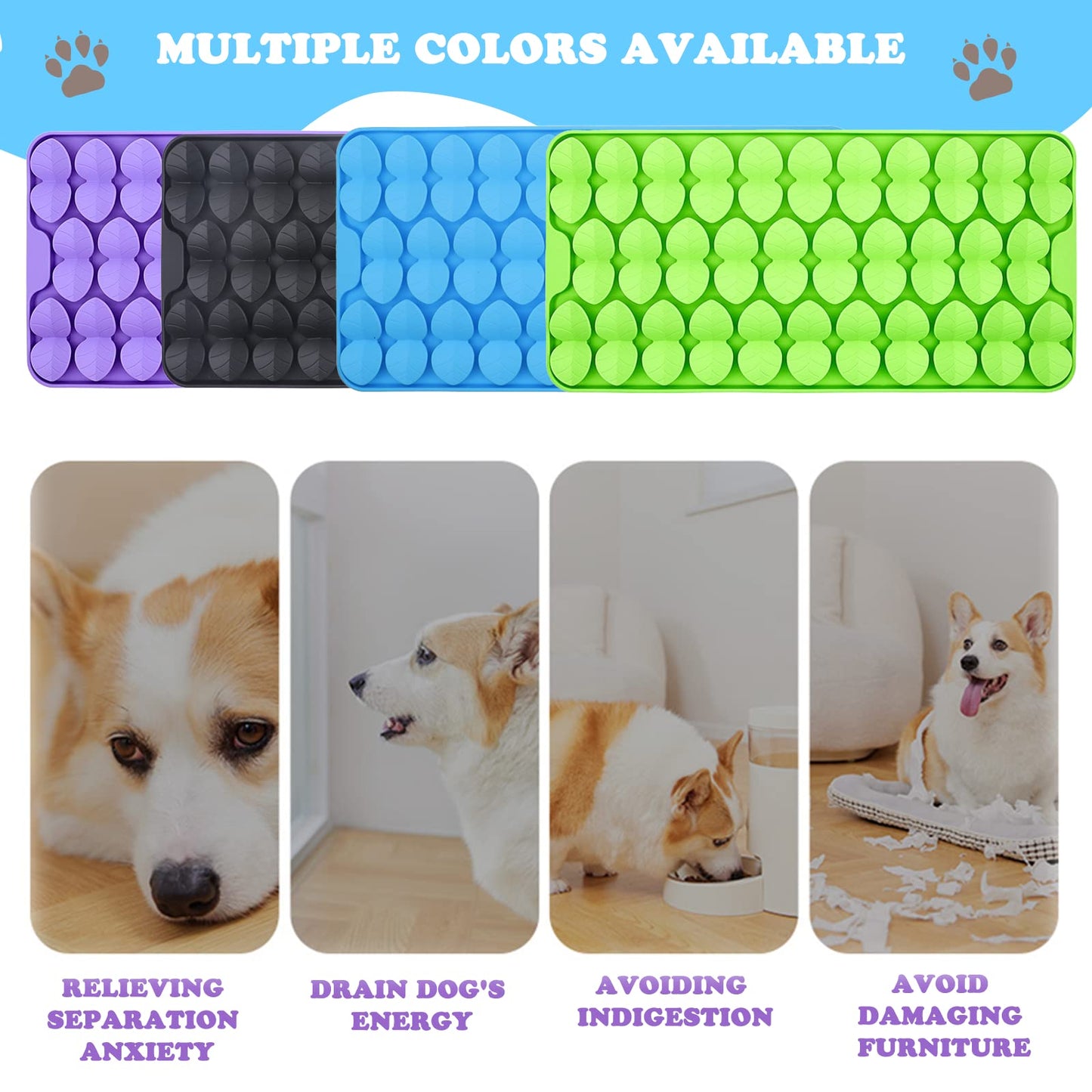 Cdipesp Silicone Snuffle Mat for Dogs Slow Feeder Lick Mat with Suction Cups Dogs Sniff Mat Dogs & Cats Entertainment Toys for Boredom(Green)