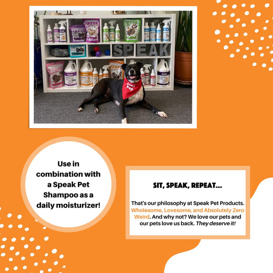 Speak Pet Products Dog Natural Leave-in Conditioning Spray Refill with Pump, Moisturizing Coconut Papaya, 1 Gallon